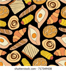 Bun vector illustration. Bakery products. Doodle style. Design icon, print, logo, poster, symbol, decor, textile, paper