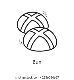 Bun vector outline Icon Design illustration. Christmas Symbol on White background EPS 10 File