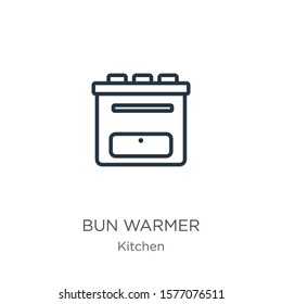 Bun warmer icon. Thin linear bun warmer outline icon isolated on white background from kitchen collection. Line vector sign, symbol for web and mobile