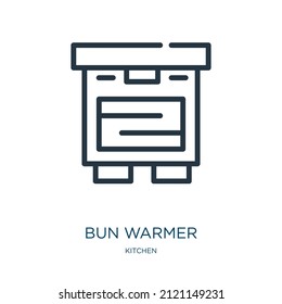 Bun Warmer Thin Line Icon. Broiler, Bun Linear Icons From Kitchen Concept Isolated Outline Sign. Vector Illustration Symbol Element For Web Design And Apps.