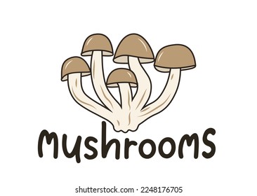 Buna Shimeji mushroom vector illustration 