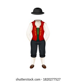 Bunad as Norwegian National Costume and Clothing Vector Illustration