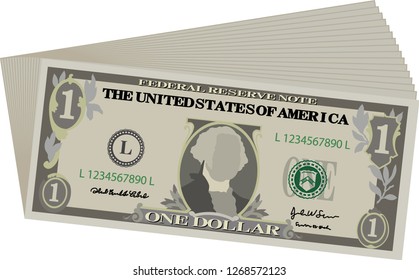 Bunch of 1 US dollar banknote