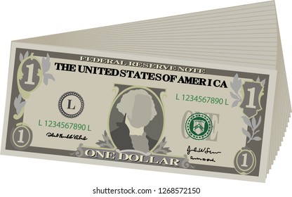 Bunch of 1 US dollar banknote