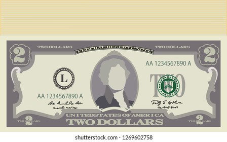 Bunch of 2 US dollar banknote