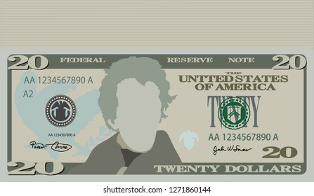 Bunch of 20 US dollar banknote