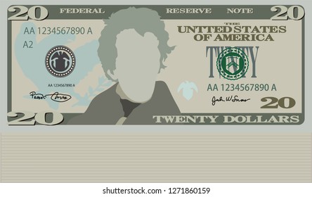 Bunch of 20 US dollar banknote