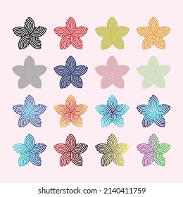 Bunch of Abstract flower Design with different colors outlines and strokes