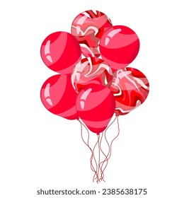 A bunch of abstract marbled texture balloons.Vector illustration for card, party, design, flyer, poster, decor, banner, web, advertising.