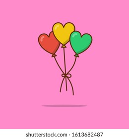 Bunch Of Air Party Balloons Vector Icon Illustration. Trendy Vector Helium Ballon. Air Balloon Icon Isolated. Heart Balloons