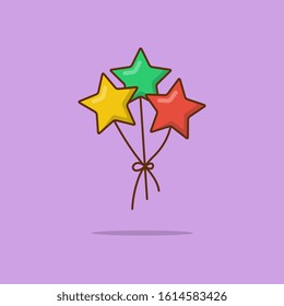 Bunch Of Air Party Balloons Vector Icon Illustration. Trendy Vector Helium Ballon. Air Balloon Icon Isolated. Star Balloons
