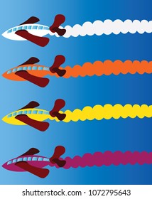 a bunch of aircrafts doing some aerobatic displays