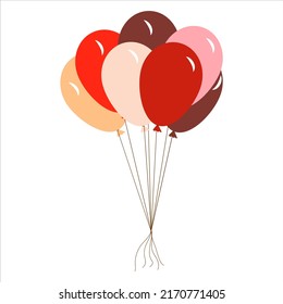 Bunch of airy colorful balloons for holiday illustration