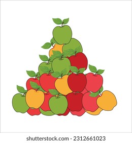Bunch of apples vector illustration on white background