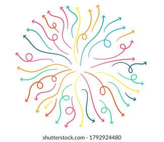 bunch of arrows moving outside from inside