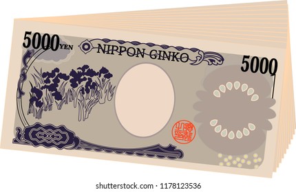 Bunch of Back side of Japan's 5000 yen note.It means Japanese 5000 yen information.