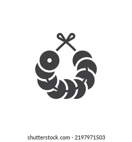 Bunch of bagels on a rope vector icon. filled flat sign for mobile concept and web design. Russian bagels glyph icon. Symbol, logo illustration. Vector graphics