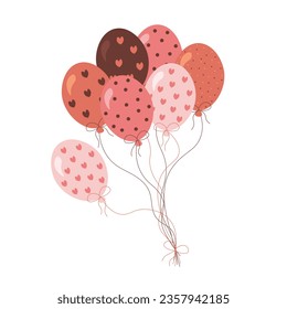 Bunch of balloons for birthday. Flat vector illustration on white background.