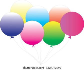 Bunch of balloons in cartoon flat style isolated on white background. Vector set