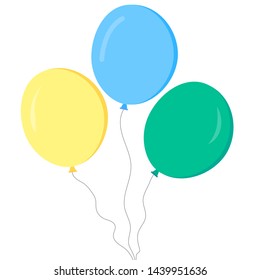 Bunch of balloons in cartoon flat style isolated on white background. Vector illustration