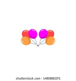 Bunch of balloons in cartoon flat style isolated on white background. Vector 