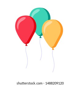 Bunch of balloons in cartoon flat style isolated on white background. Vector set
