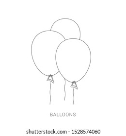 Bunch of balloons in cartoon flat style isolated on white background