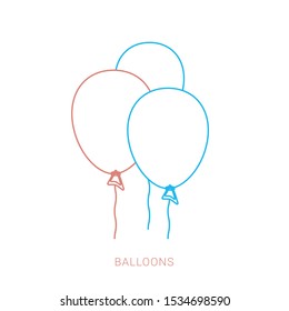 Bunch of balloons in cartoon flat style isolated on white background