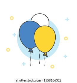 Bunch of balloons in cartoon flat style isolated on white background