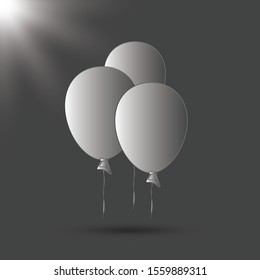 Bunch of balloons in cartoon flat style isolated on white background