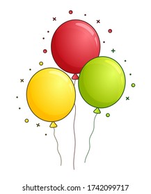 Bunch of balloons in cartoon flat style isolated on white background. Vector set
