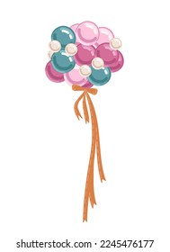 Bunch of balloons in cartoon flat style isolated on white background. Vector set.