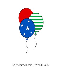 Bunch of Balloons in Cartoon flat style isolated on white background. Flying balloon with rope. Anniversary design.