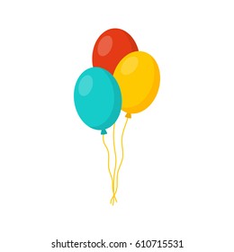 Bunch of balloons in cartoon flat style isolated on white background. Vector set