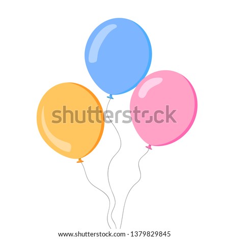 Bunch of balloons in cartoon flat style isolated on white background. Vector set 