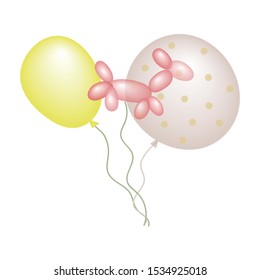 Bunch of balloons in cartoon  style  on  the white background.Hand drawn  vector  print for nursery,  apparel, poster, postcard and child's room, t-short and ect.