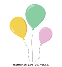 Bunch of balloons for celebration or party decoration. Macaron color. Vector illustration.
