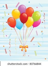 Bunch of balloons and confetti. EPS 8 CMYK with global colors vector illustration.
