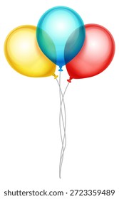 Un montón de globos en diferentes colores, incluyendo amarillo, rojo y azul