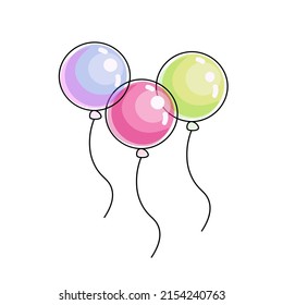 Ballons im Doodle-Stil einzeln auf weißem Hintergrund. Vektorset