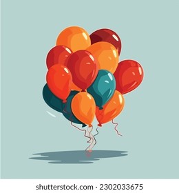 A bunch of balloons with a face drawn in a cartoon style.