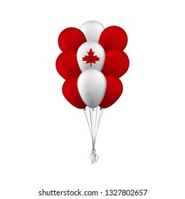 Bunch of balloons. The Flag Of Canada. Vector illustration.