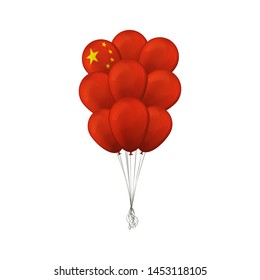 Bunch of balloons. The Flag Of China. Vector illustration.