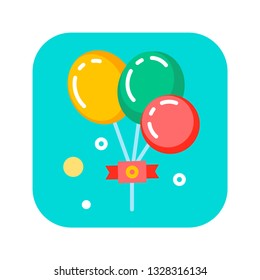 Bunch of balloons flat color icon. Festive surprise concept. Sign for web page, mobile app, banner, social media. Pictogram UI/UX and GUI user interface. Vector clipart, illustration, template.