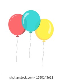 Bunch of balloons in flat style. blue red yellow bright balloons