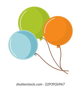 A bunch of balloons in a flat style, isolated on a white background. The concept of the holiday. Vector illustration