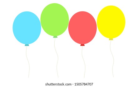 Bunch of balloons in flat style vector isolated on white background