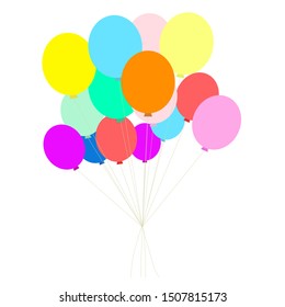 Bunch of balloons in flat style vector isolated on white background