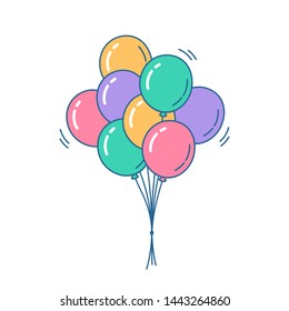 Bunch of balloons flying in the air. Happy birthday, party concept.
Isolated vector illustration.