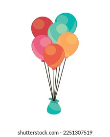 bunch balloons icon flat isometric